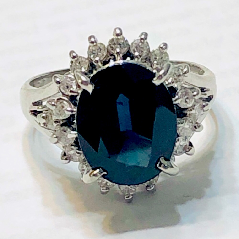 💍 3.12 ct. Sapphire Diamond Platinum Ring